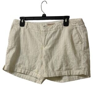 Merona Womens White Eyelet Cotton Shorts Size 8 Embroidered Summer Casual